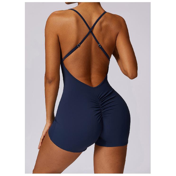 Quick Drying Nude Sports Jumpsuit Integrated With Casual Running And Fitness Clothing, Tight Fitting And Beautiful Back Yoga Jumpsuit For Women
