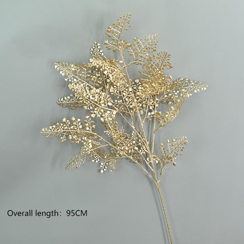 Artificial Flowers for Golden Leaves Grass PE DIY Indoor Outdoor Home Garden Party Room Bedroom Wedding Table Centerpiece Decor