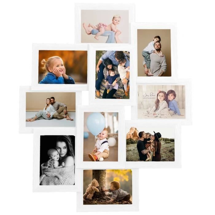 Cadre photo - VIDAXL - Collage 10x15 cm - Blanc - MDF - Design contemporain