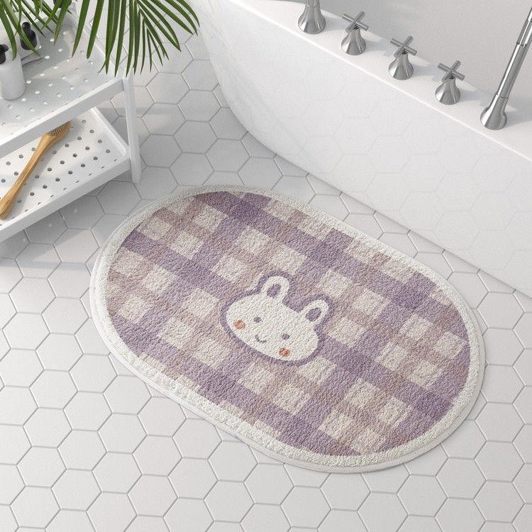 Niedlicher karierter Teppich mit Flachdruck aus Kunstkaschmir, Eingangstür, Badezimmer- und Toiletten-Antirutschmatte, Heimdekoration