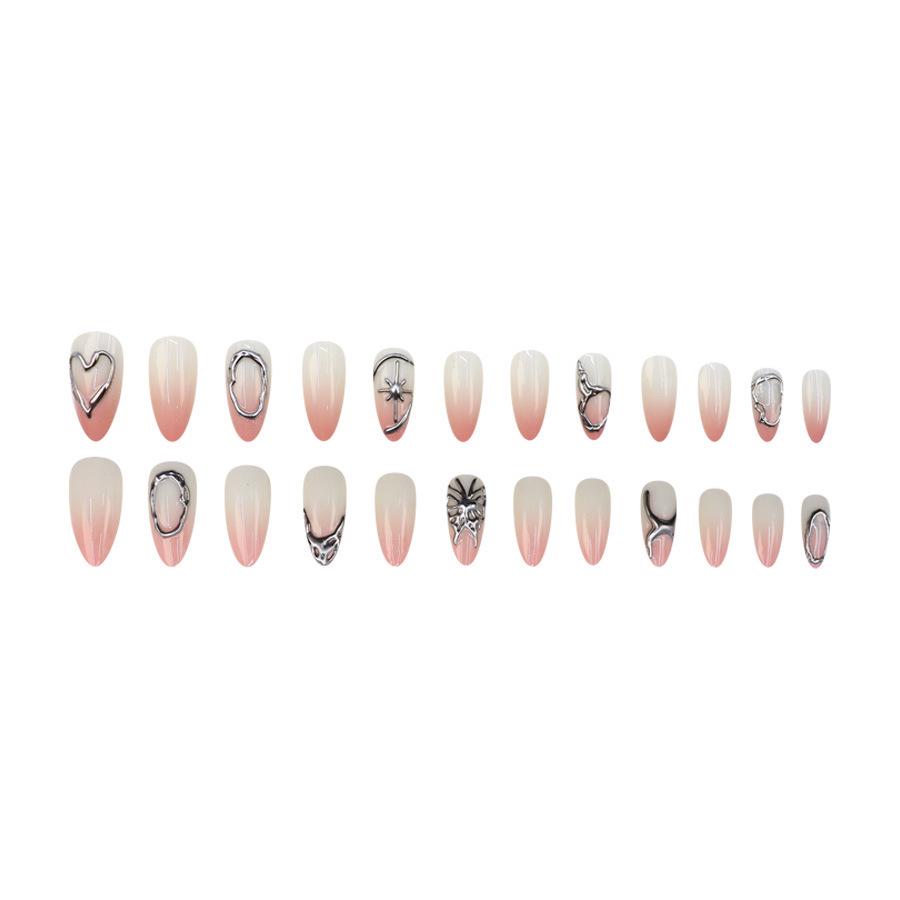 3D Starry Sky Gradient Detachable Manicure Nails - 24 Pieces