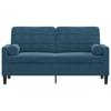 2 Seater Sofa with Decorative Cushions Blue 140 Cm Velvet