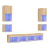 VidaXL TV Wall Units with 8 Pcs LEDs, Hanging TV Cabinets, Living Room TV Furniture, Modern, Sonoma Oak 3216592