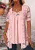 Elegant 2026 Summer Solid Color Lace Hollow Two-Piece Women's Top