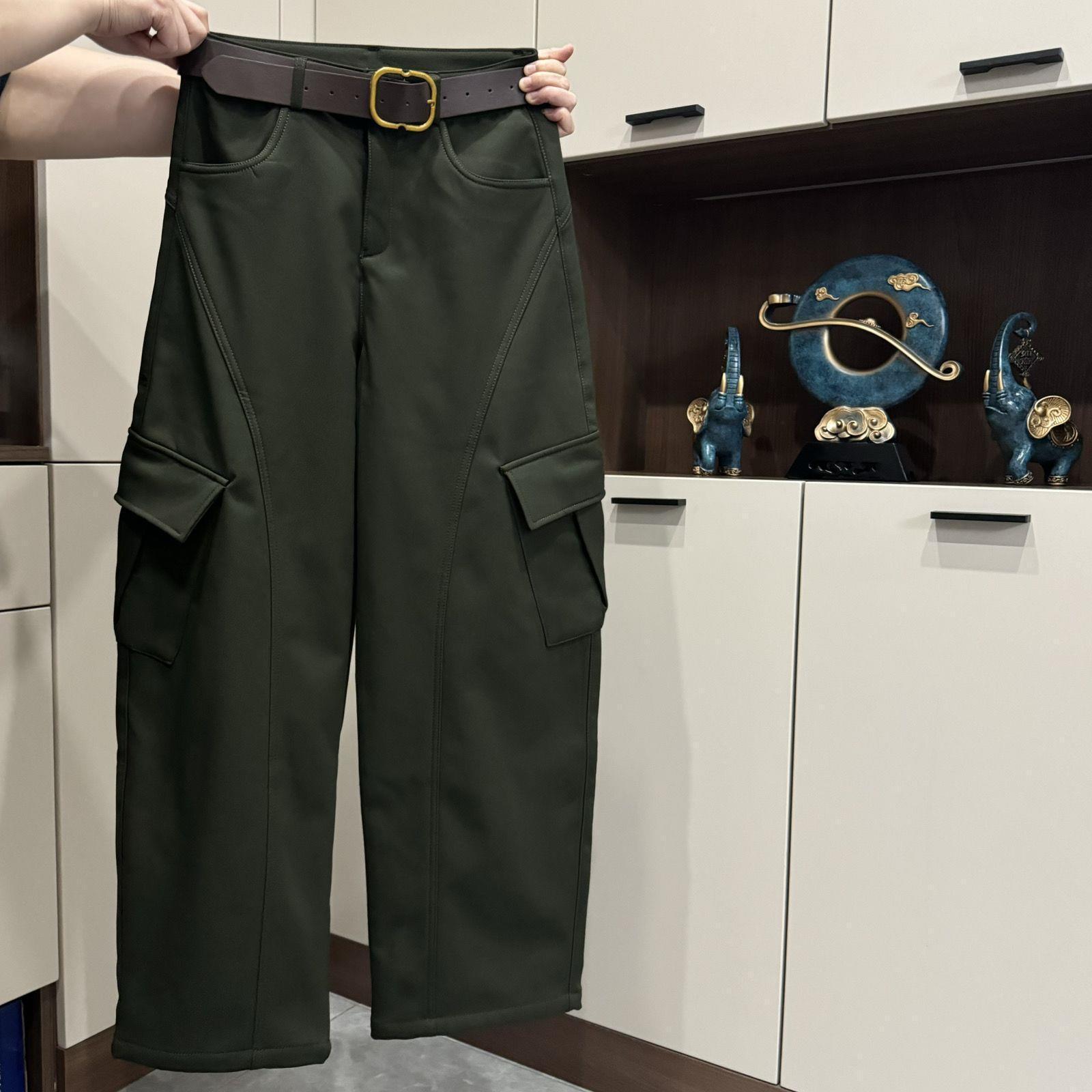 

Women s Thickened Fleece-Lined Wide-Leg Cargo Pants - Loose, Slimming, Stylish, Versatile, with Pockets. 2XL (63-70 kg)