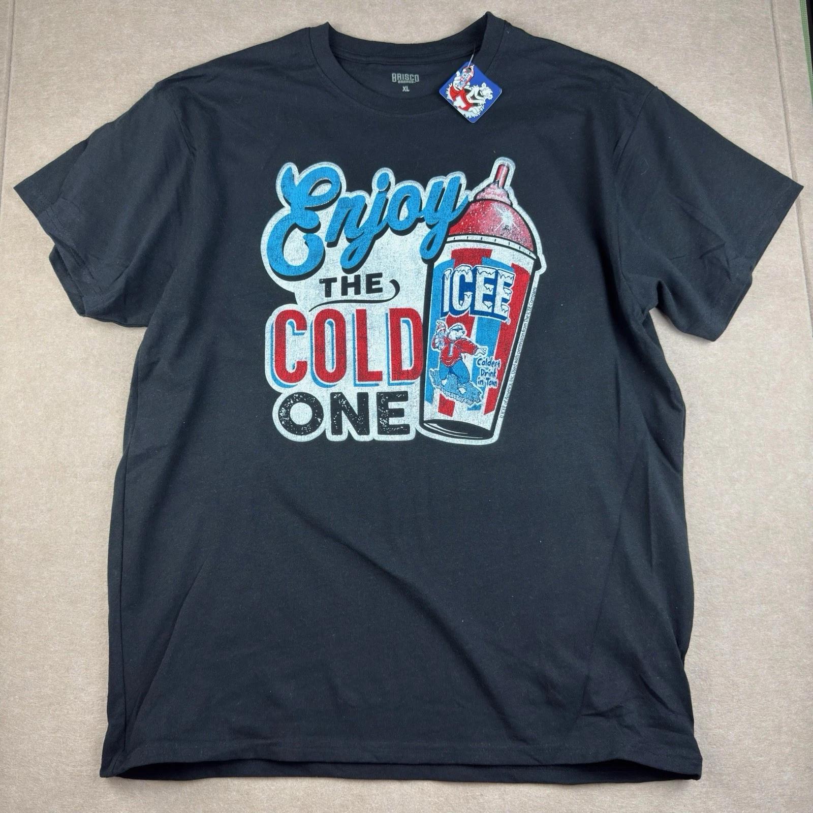 Brisco Brands Shirt Men XL Black ICEE Polar Bear Enjoy Cold One Graphic Tee S