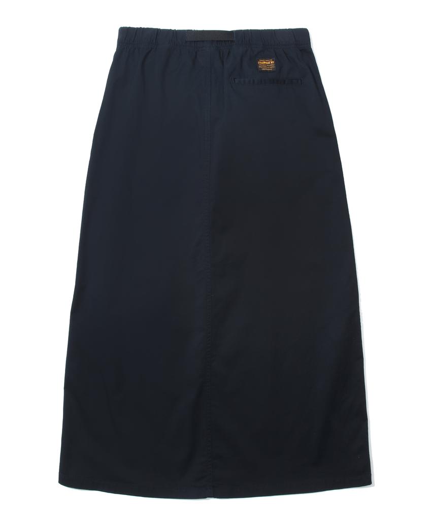 Columbia University Mil-Label Belted Cotton Long Skirt Crown Navy