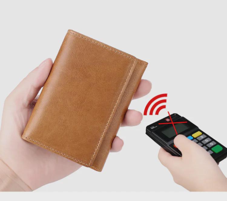 RFID-Diebstahlschutz-Kartenhalter aus gewachstem Rindsleder – Retro-Multifunktionsdesign