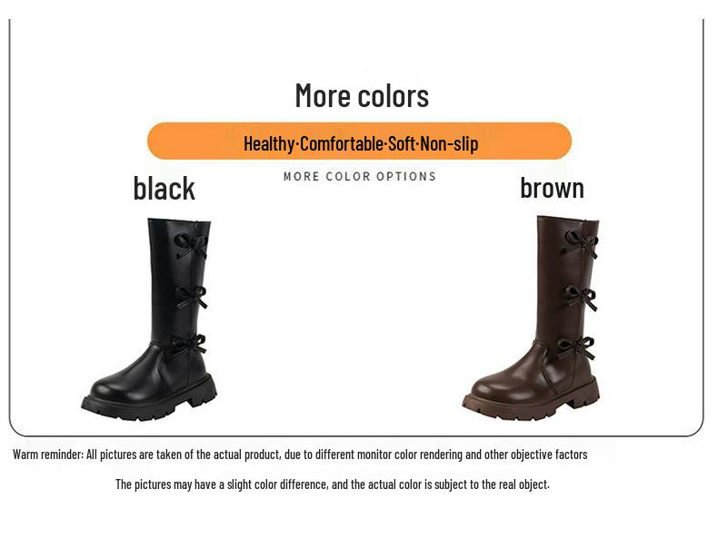 2025 Girls' High-Top Long Boots: Stylish Autumn/Winter Princess Boots with Plus Velvet Cotton