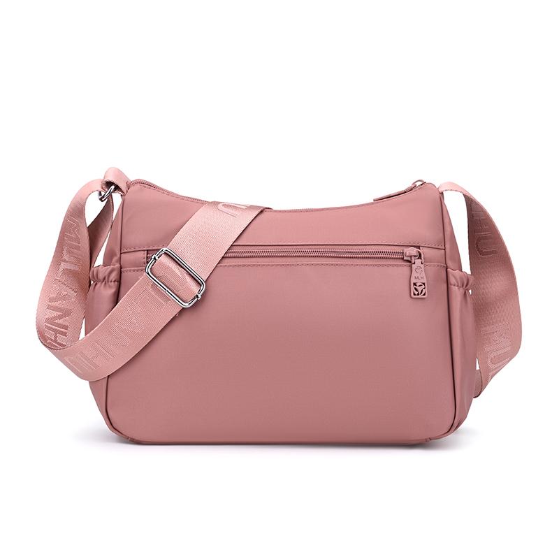 Leichte Nylon-Crossbody-Tasche mit mehreren Reißverschlussfächern, verstellbarer breiter Riemen, lässige Umhängetasche für Damen für den täglichen Gebrauch