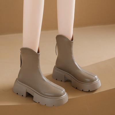 Fashion Women Platform Ankle Boots  Fashion Ladies Thick Sole Round Toe Ankle Boots Short Boots Winter Motorcycle Boot Bottine