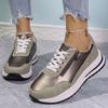Mix Color Chunky Sneakers Women  Spring Zipper Decor Platform Sport Shoes Woman  Non-slip Thick Sole Running Shoes