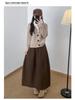 Women's Japanese Retro 3D Textured Quilted A-Line Midi Skirt for Autumn/Winter.