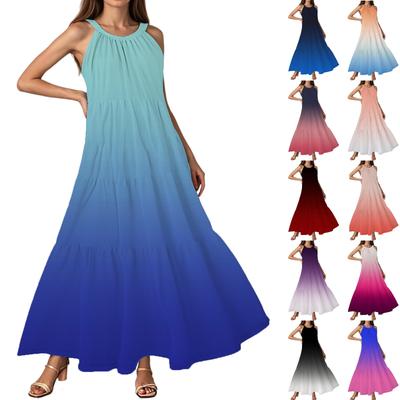 Vestido feminino casual de verão com suspensório sem mangas