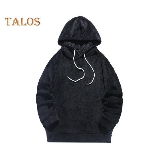 Herren Kapuzenpullover Herbst Winter Einfarbig Kordelzug Lange Ärmel Dicker Plüsch Mit Kapuze Locker Alltagskleidung Lässiges Sportoberteil
