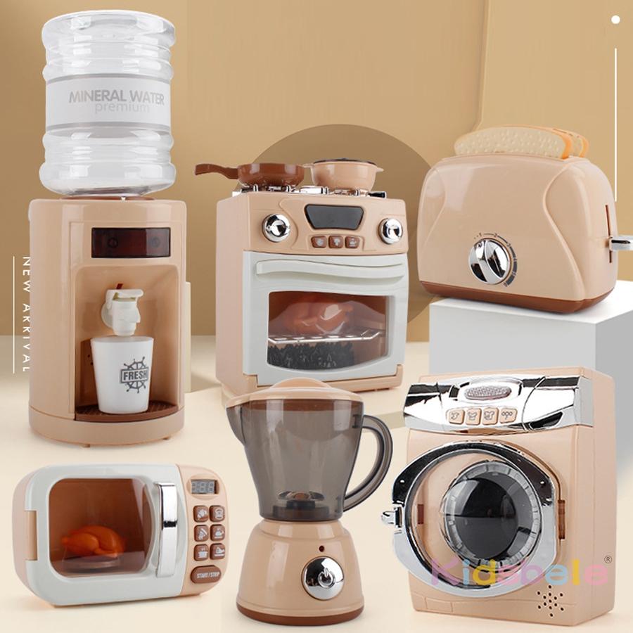 Mini Kitchen Appliance Toys For Kids Role Play Cooking Set Microwave Toaster Coffee Machine Washing Machine Learning Playset