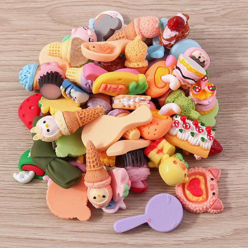 Tusember 10pcs/lot Cute Kawaii Food Charms Eggs Cake Ice Cream Flatbacks for Jewelry Making Earrings Necklace Accessories