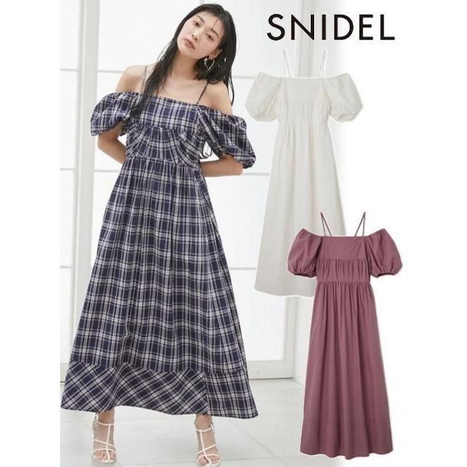 (Sale 50% OFF) snidel / Snidel Off Shoulder Puff Sleeve Dress 25 Spring/Summer. SWFO254019