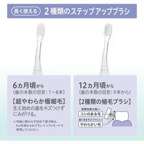 Pigeon First-Time Finishing Electric Toothbrush Set (5-Piece Set) with 2 Replacement Brushes and a Bonus Gift with Kunutonn Original Logo