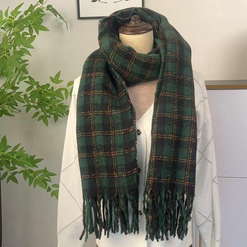 Hochwertiger Schal im koreanischen Stil mit Karomuster: Warmer, verdickter Kaschmir-ähnlicher Schal für Studenten und Paare