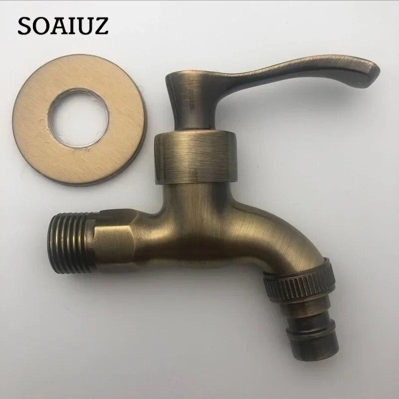 Anituqe Bronze Washing Machine Crane Decorative Outdoor Faucet , Vintage Garden Bibcock Tap Wall Mounted Mop  Brass WF