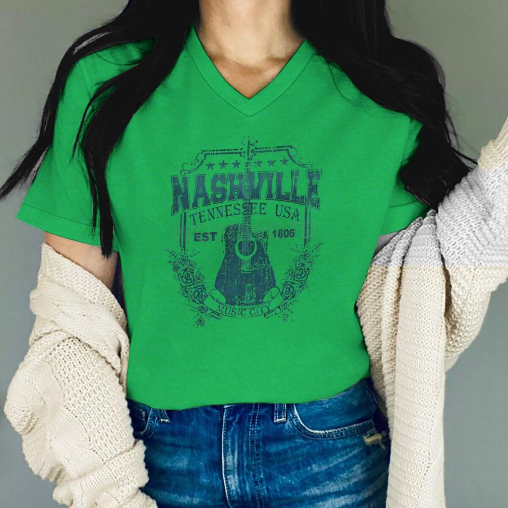 Music City Guitar Graphic T Shirts Women Vintage Country Top Music City & Star Design Clothes Country Music Lover Vintage Shirts
