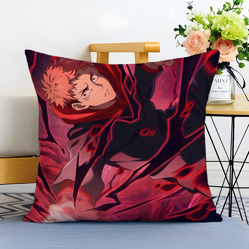 J-Jujutsu Kaisen Cushion Cover Washable Linen Pillowcase Soft For Sofa Bed Cozy Home Room Decor