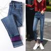 Women's Nine-point Pants Warm Pants Thickened Jeans Winter Small Leg Jeans Slim Warm Denim Pants