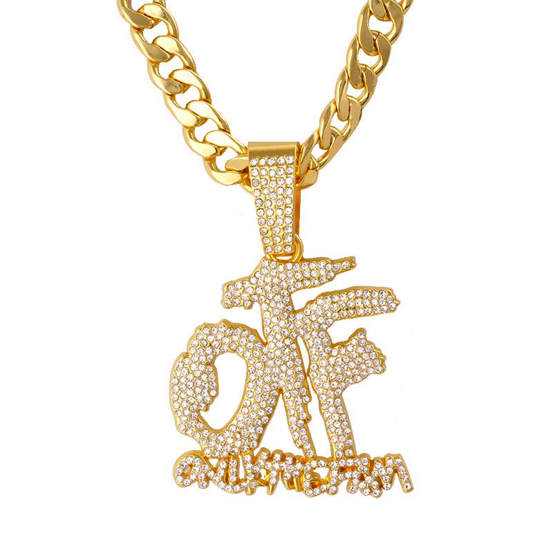 Full Diamond Patchwork Letter Pendant Necklace - Trendy Hip Hop Rap Cuban Jewelry