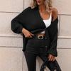 Winter knitted women's European beautiful women's sweater solid color knitted cardigan loose sweater women
