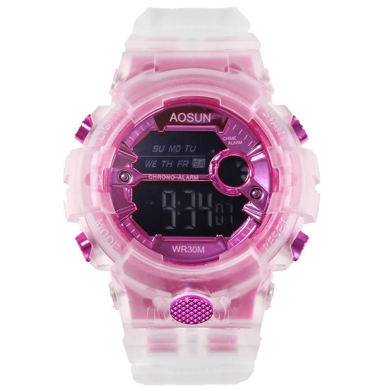 UTHAI CE35 Children Sport Watch for Girls Boys Teens Kid Digital Electronic Clocks Wristwatch Transparent Jelly Waterproof Swim