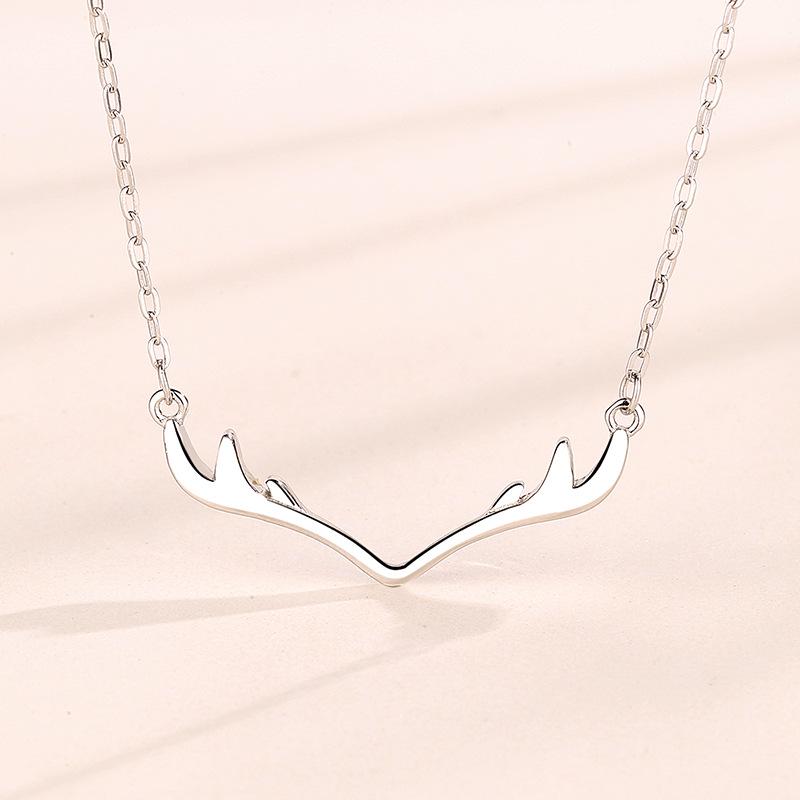 

Sterling Silver I Have You Reindeer Antler Necklace 925 Silver