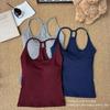 Women's Summer Hot Girl Pure Style I-Back Tank Top with Chest Pad, Solid Color, Versatile Sports Design