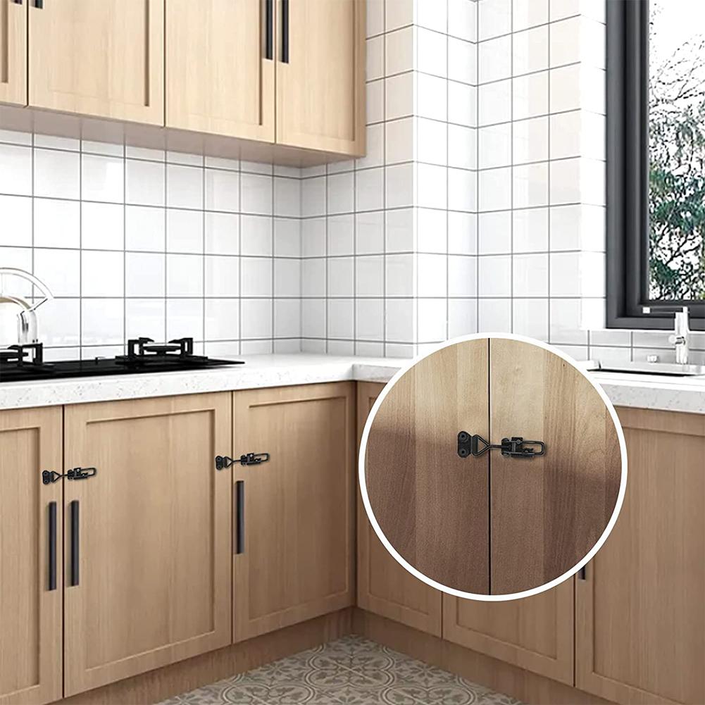 GH-4001 Toggle Clamp For Cabinets 4Pcs Black Brand New High Carbon Steel High Quality For Lock-free Handle-less Boxes