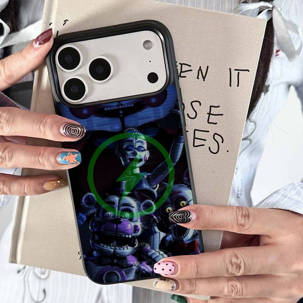 

W-Fnaf-e-Fives-nights-At-Freddys For Magsafe Wireless Charge Case For iPhone 17 16 15 14 13 12 11 15 Pro Max Magnetic Cover iPhone 16