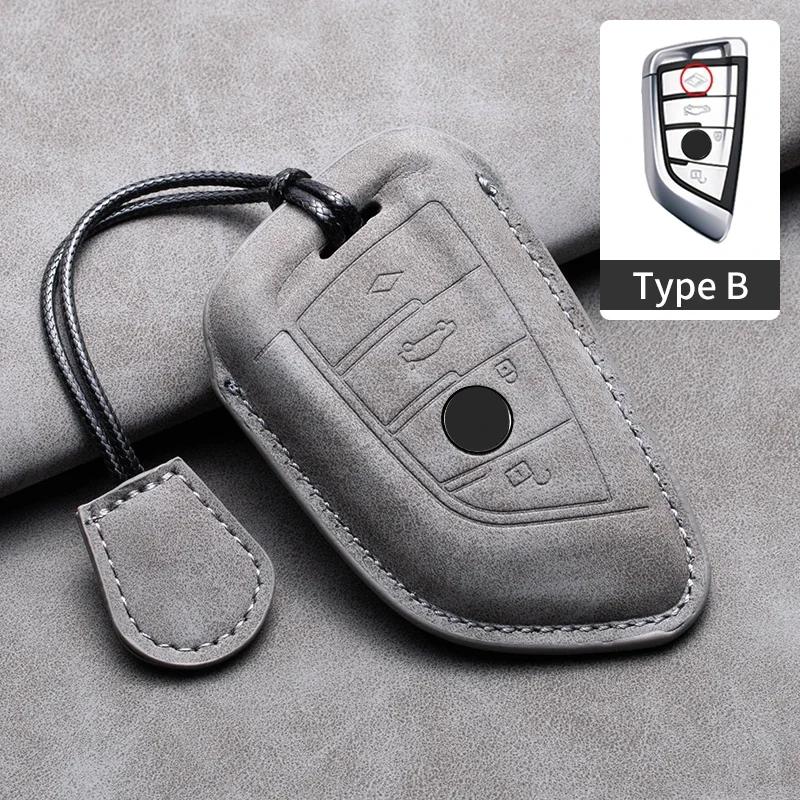 Leather Car Remote Key Case Cover for Bmw F20 G20 G30 X1 X3 X4 X5 G05 X6 X7 G11 F15 F16 G01 G02 F48 1 2 3 4 5 6 7 Series