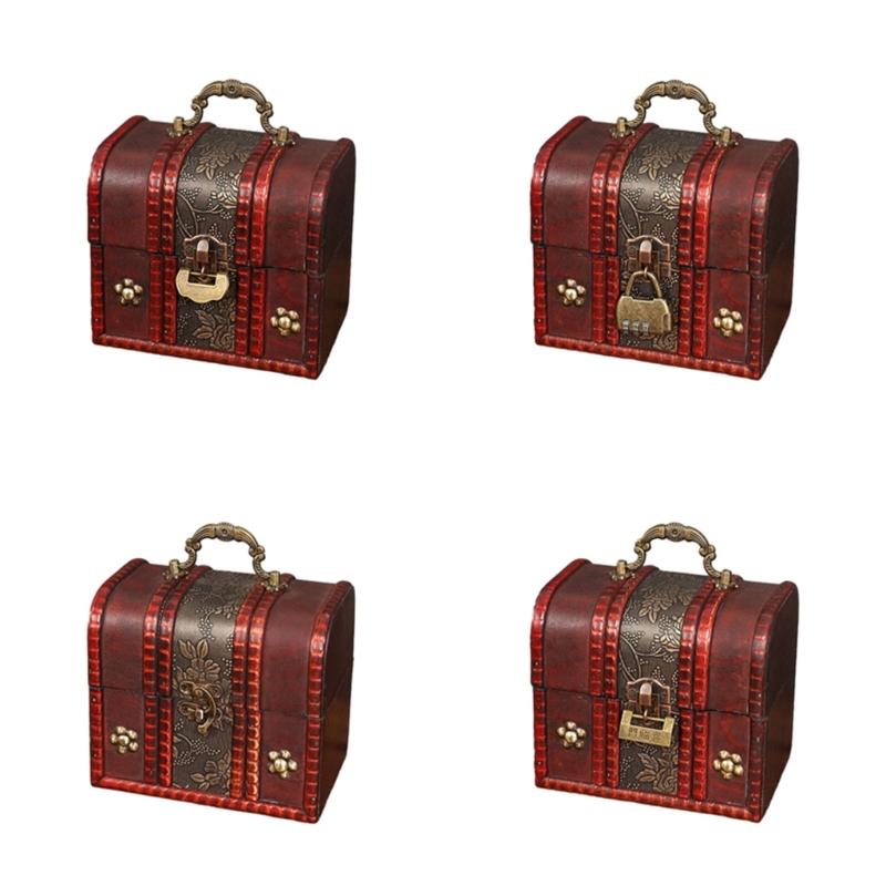 Jewelry Storage Box Treasure Jewelry Container Wood Trinket Holder Jewelry Organizer with Lock Jewelry Display Case Gift