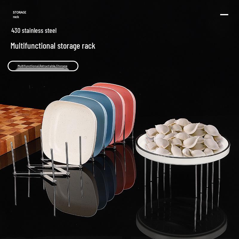 Adjustable Stainless Steel Kitchen Pot Lid & Dish Storage Rack