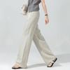 Linen Natural Color Tencel Linen Wide-leg Pants for Women, Summer Thin Loose Old Money Style Casual Long Pants, Cool and Breathable