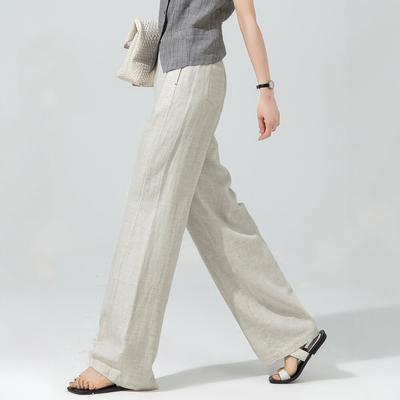 Linen Natural Color Tencel Linen Wide-leg Pants for Women, Summer Thin Loose Old Money Style Casual Long Pants, Cool and Breathable