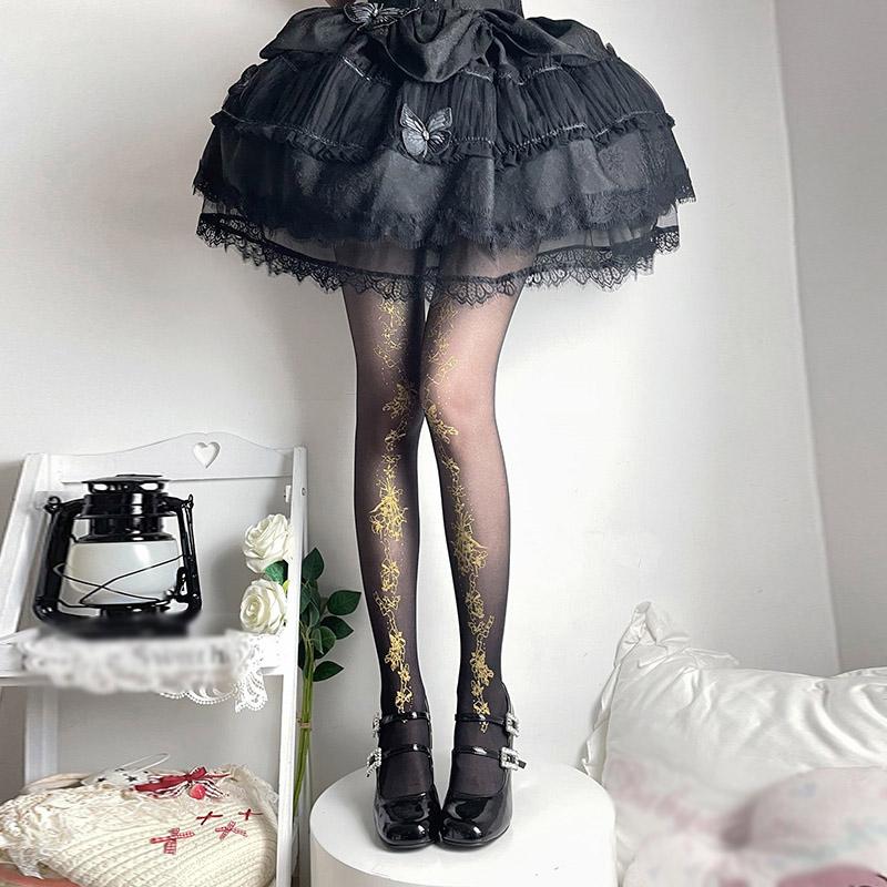 2025 New Sweet Music Notes Pantyhosen Sheer Black Tights for Women Thin Stretchy Stockings Cute Leggings Trendy Fashion Hosiery