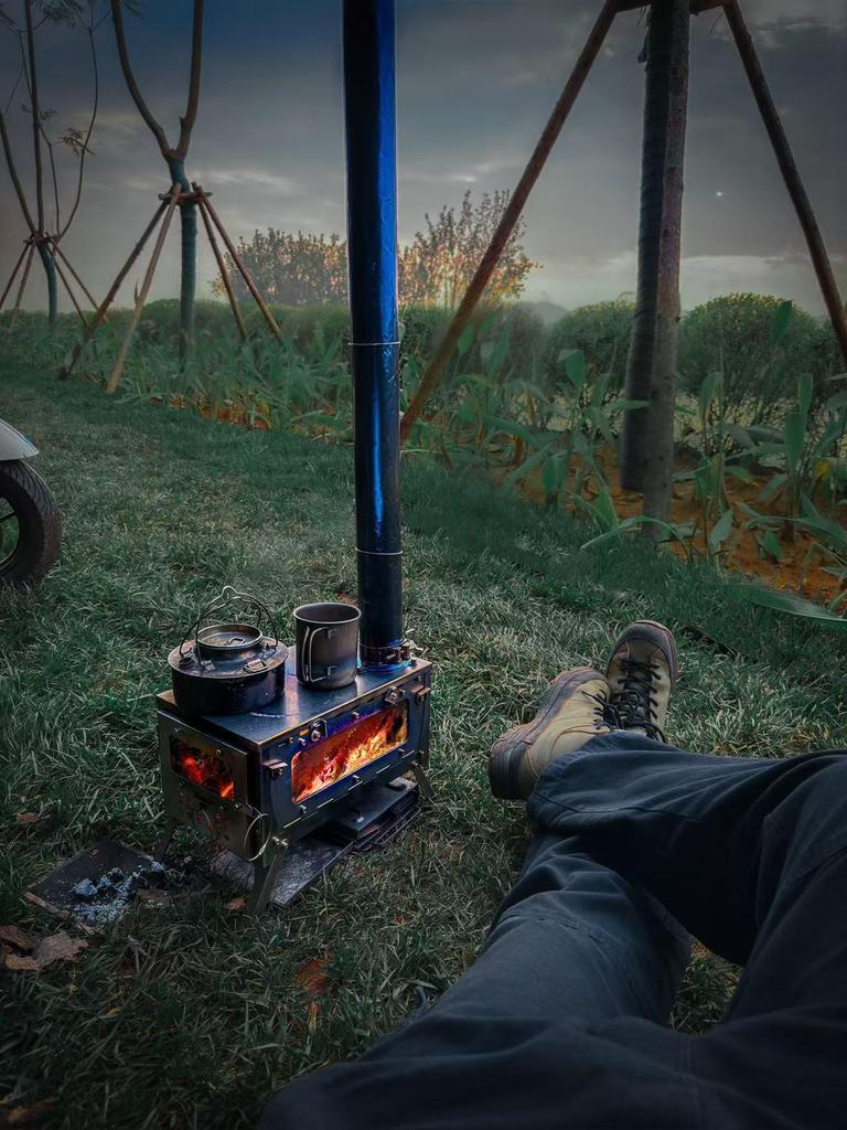 WT-star Stainless Steel Foldable Wood Stove for Outdoor Camping and Hiking