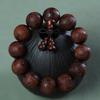 Red Sandalwood & Chenxiang Wood Buddhist Bracelet with Carved Beads - Unisex Wooden Cultural Play Accessory