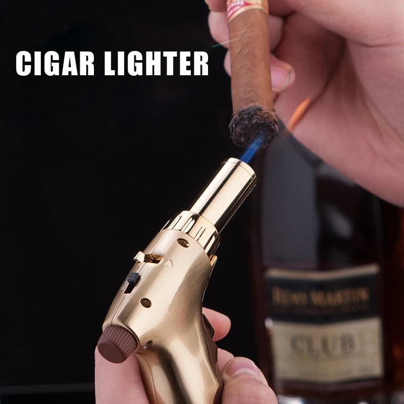 High Quality Metal Windproof Direct-draft Cigar Lighter with Adjustable Size for Men's Small Gifts Cigarette Accessories