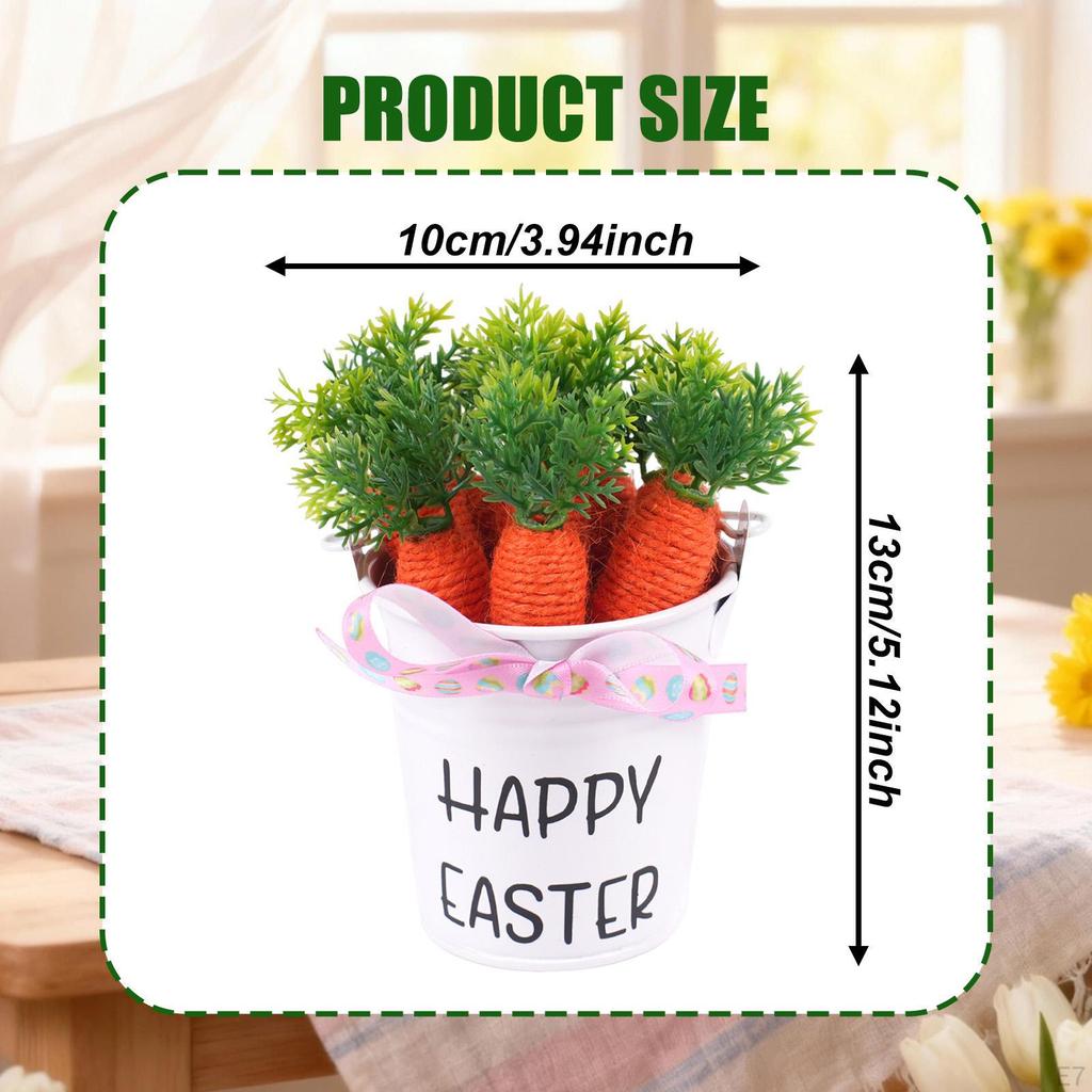 Easter Carrot Bucket Basket Handheld with Handle Collecting Decor for Garden Party