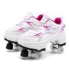 2025 New Dual-purpose Roller Skating Deformation Shoes Double Row Roller Skating Shoes Modified Version Four-wheel Running Shoes