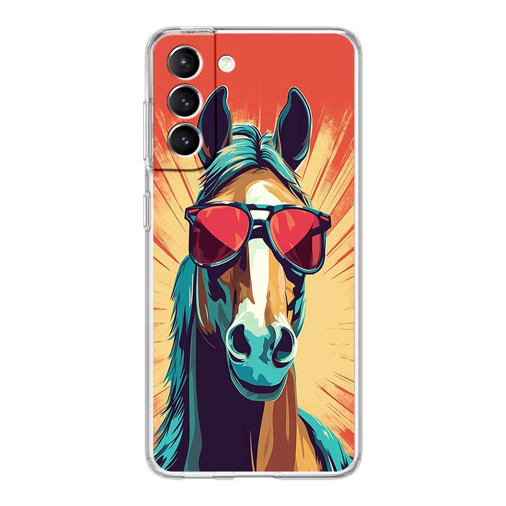 Animal Galloping Horse Girl Drawing Phone Case For Samsung Galaxy S24 S23 S22 S20 Ultra S21 FE 5G S10 S9 Plus S10E S8 Soft Cover
