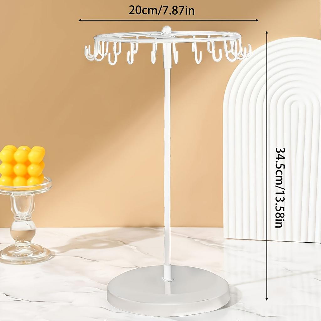 1pc Iron jewelry rack, rotating necklace display rack with 23 hooks, jewelry storage rack, suitable for earrings, bracelets, etc