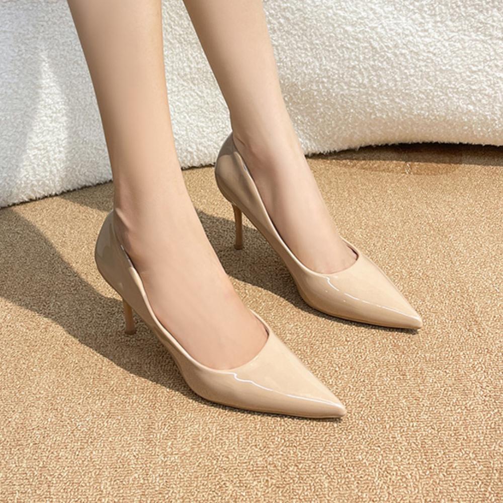 Pantofi cu Toc Înalt pentru Femei 2025 Primăvară/Toamnă Noi Stiletto Culoare Solidă Cu Vârf Decolteu Adânc Eleganți Confortabili Pantofi de Damă