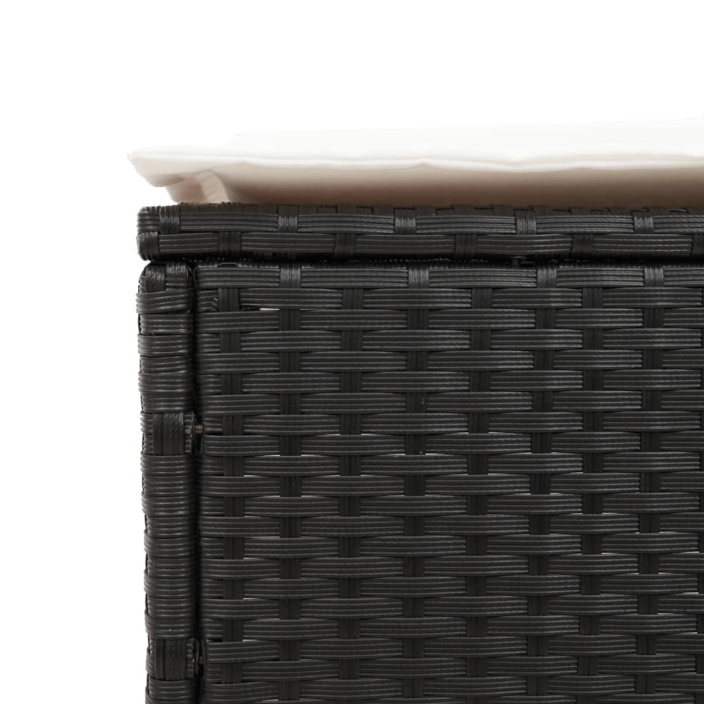 Black Sun Lounger with Cushion Poly Rattan